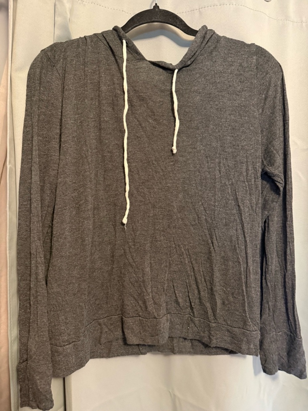 Lightweight Grey Hooded Sweatshirt with Drawstring super soft: never worn small
